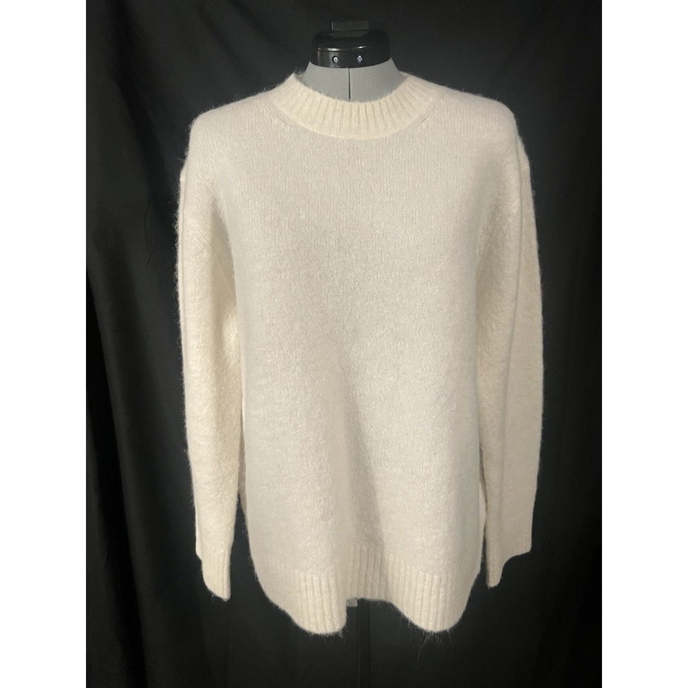 Vince Alpaca Wool Blend Crew Neck White Cream Soft Women's Sweater Size L